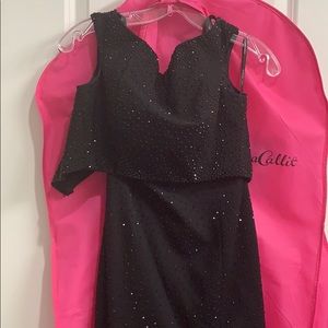 SHERRI HILL TWO PIECE PROM DRESS, black size 0